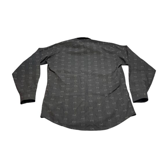 Oaktree Dress Shirt Men's Medium (15-15.5) Gray Printed Polyester Classic Formal - Picture 3 of 7